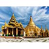 Myanmer famous sacred place and tourist attraction landmark - Shwedagon Paya pagoda. Yangon, Myanmar