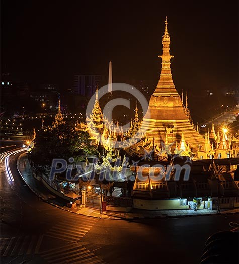Sule Pagoda - Burmese stupa in Yangon, Myanmar Sule Pagoda - Burmese stupa in Yangon, Myanmar