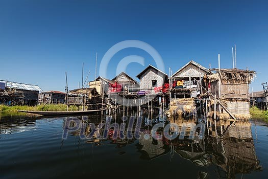 Stilted houses in village on Inle lake, Myanmar Stilted houses in village on Inle lake, Myanmar