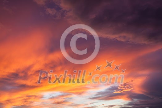 Dramatic sunset clouds in sky Dramatic sunset clouds in sky