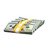 Creative business finance making money concept - stack of bundles of 100 US dollars 2013 edition banknotes bills isolated on white