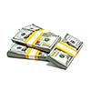 Creative business finance making money concept - stack of bundles of 100 US dollars 2013 edition banknotes bills isolated on white