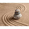 Japanese Zen stone garden - relaxation, meditation, simplicity and balance concept  - pebbles and raked sand tranquil calm scene