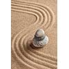 Japanese Zen stone garden - relaxation, meditation, simplicity and balance concept  - pebbles and raked sand tranquil calm scene