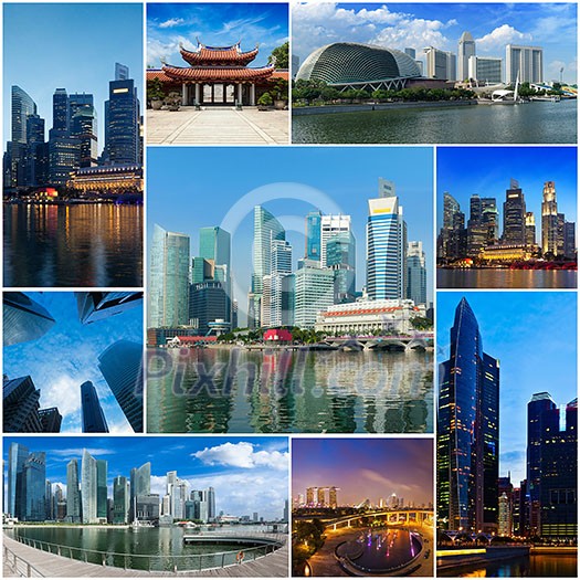 Mosaic collage storyboard of Singapore tourist views travel images Mosaic collage storyboard of Singapore tourist views travel images