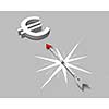Conceptual image of compass directing at euro symbol