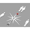 Conceptual image of compass directing at symbol of people
