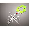 Conceptual image of compass pointing at recycle symbol