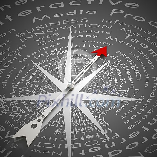 Conceptual image of compass pointing the direction Conceptual image of compass pointing the direction