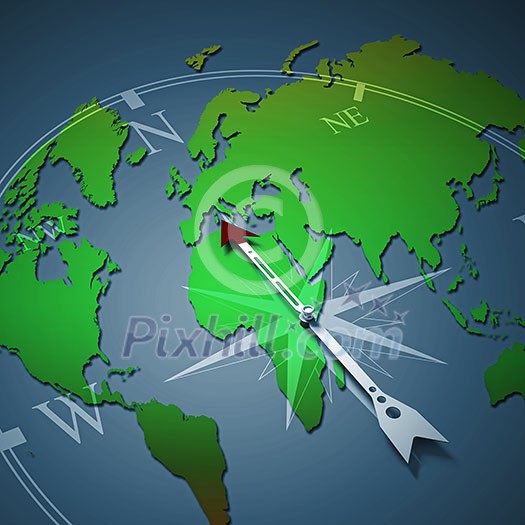 Conceptual image of compass pointing the direction Conceptual image of compass pointing the direction