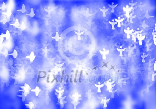 Abstract background image of blue bokeh lights and beams Abstract background image of blue bokeh lights and beams
