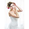 Gorgeous bride on her wedding day (color toned image; shallow DOF)