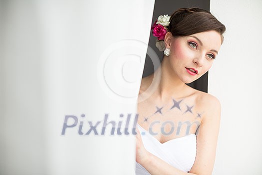 Gorgeous bride on her wedding day (color toned image; shallow DOF) Gorgeous bride on her wedding day (color toned image; shallow DOF)