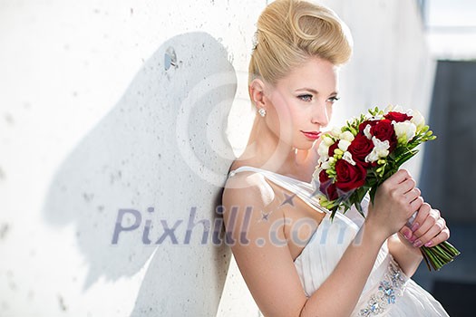 Gorgeous bride on her wedding day (color toned image; shallow DOF) Gorgeous bride on her wedding day (color toned image; shallow DOF)