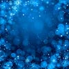 Blue Christmas background with snowflakes and lights