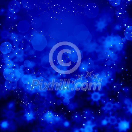 Blue Christmas background with snowflakes and lights Blue Christmas background with snowflakes and lights