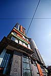 modern building at sunny day and clear blue sky
