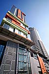 modern building at sunny day and clear blue sky
