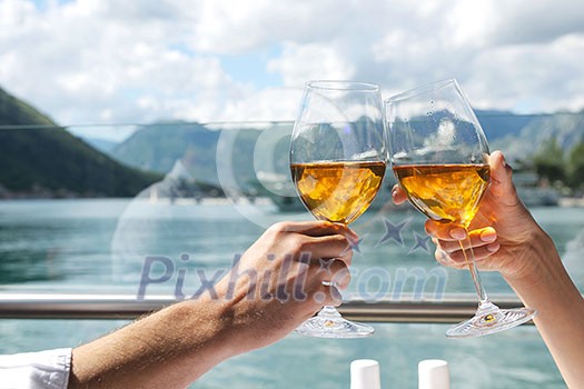 happy young couple having lanch at beautiful restaurant on the beach happy young couple having lanch at beautiful restaurant on the beach