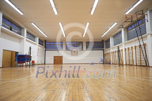 elementary school gym indoor with volleyball net elementary school gym indoor with volleyball net