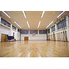 elementary school gym indoor with volleyball net