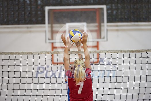 volleyball game sport with group of young beautiful girls indoor in sport arena school gym volleyball game sport with group of young beautiful girls indoor in sport arena school gym