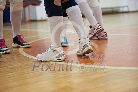 volleyball game sport with group of young beautiful girls indoor in sport arena school gym volleyball game sport with group of young beautiful girls indoor in sport arena school gym