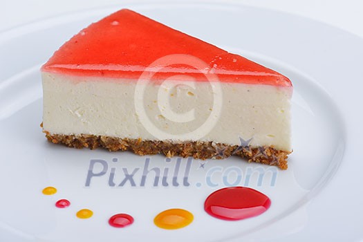 strawberry cheese cake isolated on white background strawberry cheese cake isolated on white background
