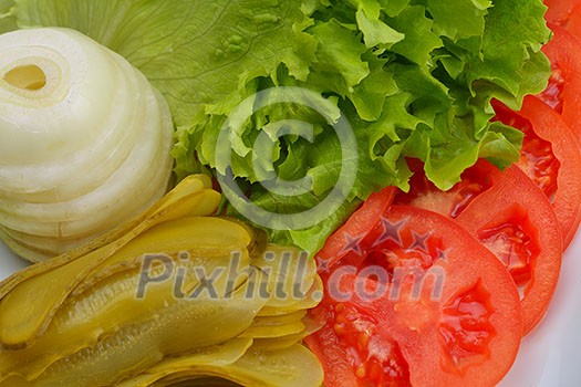 fresh organic eco vegetable salad,close-up isolated on white fresh organic eco vegetable salad,close-up isolated on white