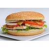 still life with fast food hamburger menu, french fries, soft drink and ketchup