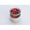 tasty dessert glass cup with fruits and chocolate
