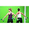 fitness training with dumbbell 