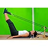 Working out, sport and healthy lifestyle concept with girls in gym. 