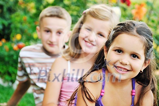 team group of happy child outdoor in nature have fun team group of happy child outdoor in nature have fun