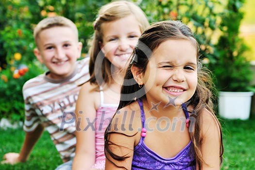 team group of happy child outdoor in nature have fun team group of happy child outdoor in nature have fun