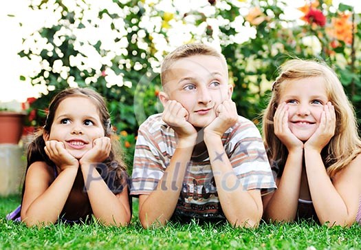 team group of happy child outdoor in nature have fun team group of happy child outdoor in nature have fun
