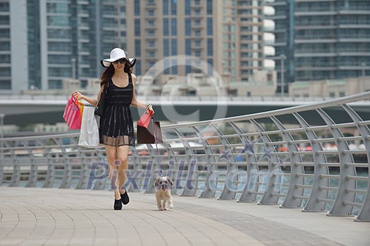 beautiful woman goes in shopping in the city beautiful woman goes in shopping in the city