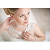 Gorgeous bride on her wedding day (color toned image; shallow DOF)