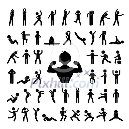 action people symbol set on white background action people symbol set on white background