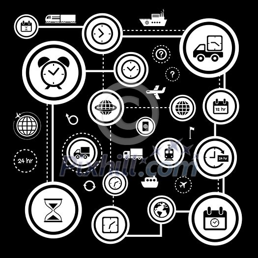 transportation and time vector icon set transportation and time vector icon set