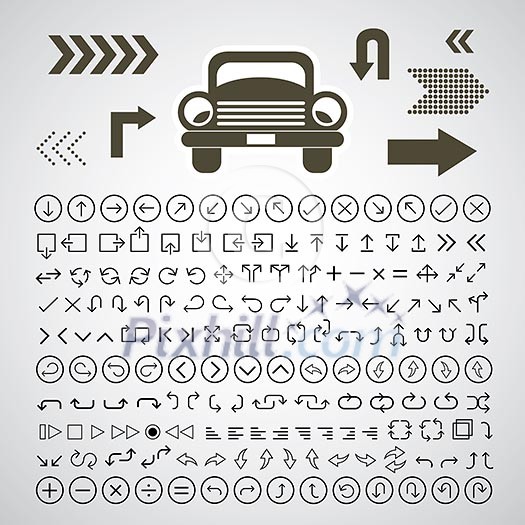 car and arrow symbol on gray background car and arrow symbol on gray background