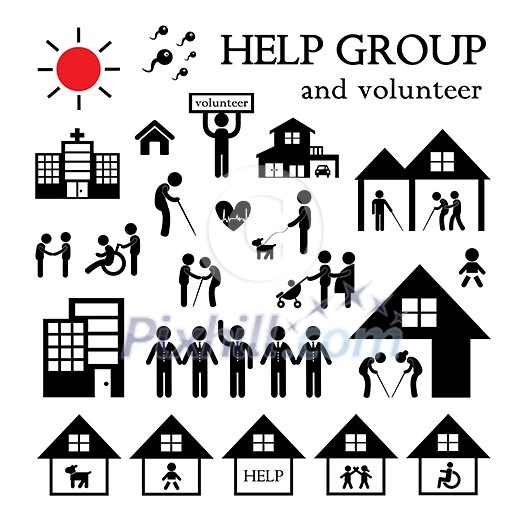 volunteer for non profit social service symbol set volunteer for non profit social service symbol set