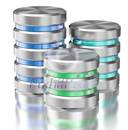 Hard disk drive data storage database icon symbols isolated with reflection Hard disk drive data storage database icon symbols isolated with reflection