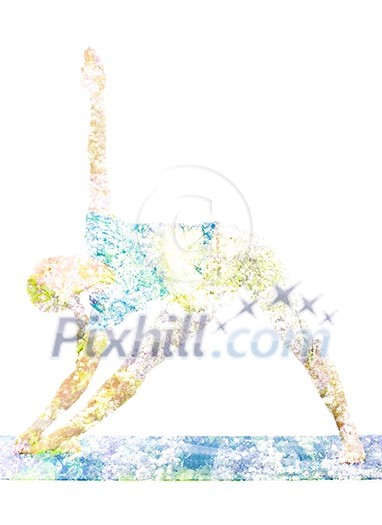 Nature harmony healthy lifestyle concept. Double exposure image of woman doing yoga asana Triangle asana pose utthita trikonasana in ashtanga vinyasa style exercise isolated on white background Nature harmony healthy lifestyle concept. Double exposure image of woman doing yoga asana Triangle asana pose utthita trikonasana in ashtanga vinyasa style exercise isolated on white background