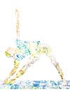 Nature harmony healthy lifestyle concept. Double exposure image of  woman doing yoga asana Triangle asana pose utthita trikonasana in ashtanga vinyasa style exercise isolated on white background