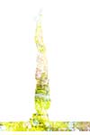 Nature harmony healthy lifestyle concept - double exposure image of  woman doing yoga asana headstand sirsasana pose exercise isolated on white background