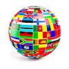 Travel and international business concept - 3d  globe sphere with  flags of the world on white background