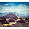 Vintage retro effect filtered hipster style image of Mexico travel background - Ancient Pyramid of the Sun. Teotihuacan. Mexico