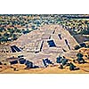 Vintage retro effect filtered hipster style image of pyramid of the Moon. View from the Pyramid of the Sun. Teotihuacan, Mexico