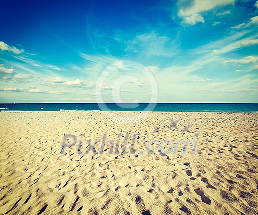 Vintage retro effect filtered hipster style image of beautiful beach and waves of Caribbean Sea. Riviera Maya, Mexico Vintage retro effect filtered hipster style image of beautiful beach and waves of Caribbean Sea. Riviera Maya, Mexico